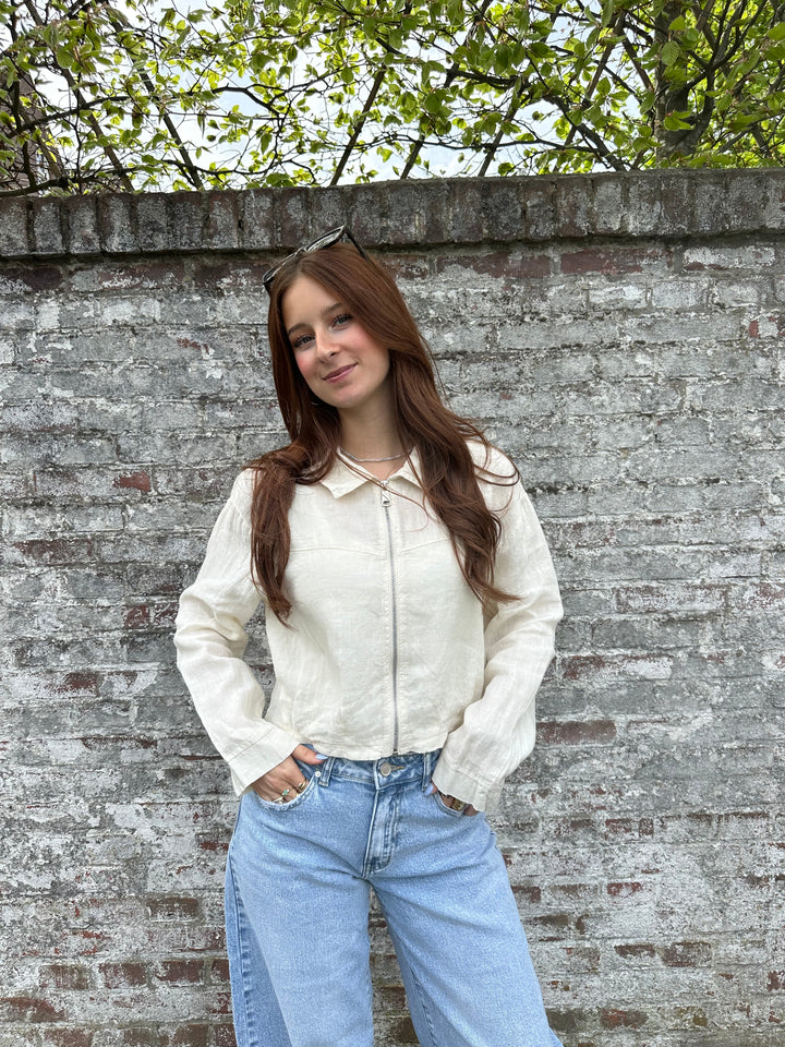 Celine Linen Zip Blouse