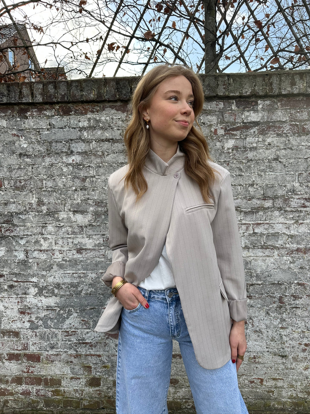 Pinstripe Bottom Blazer