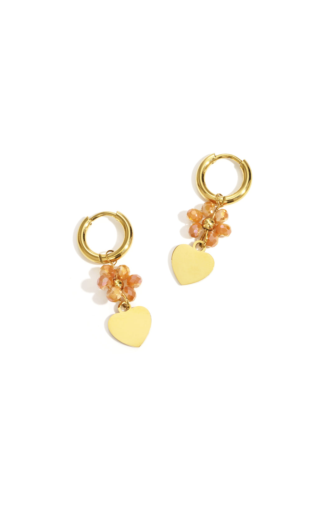 Floral Heart Earrings – Peach