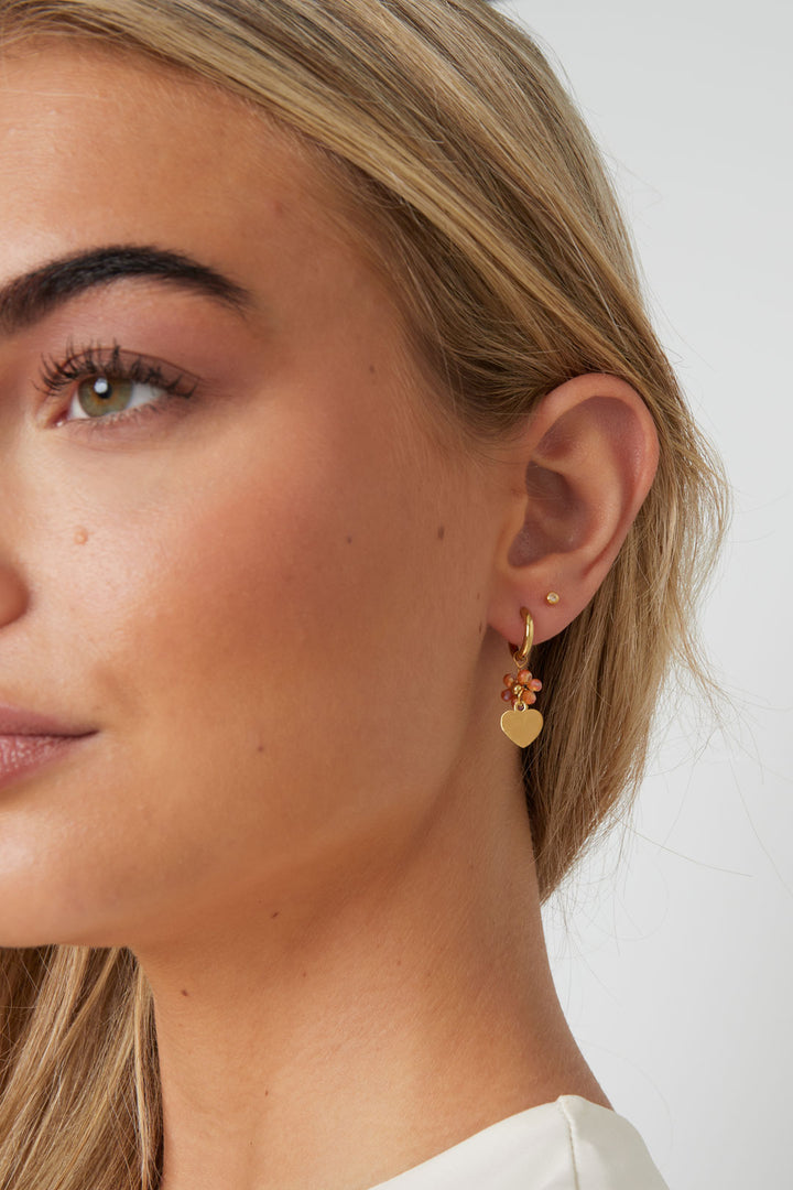 Floral Heart Earrings – Peach