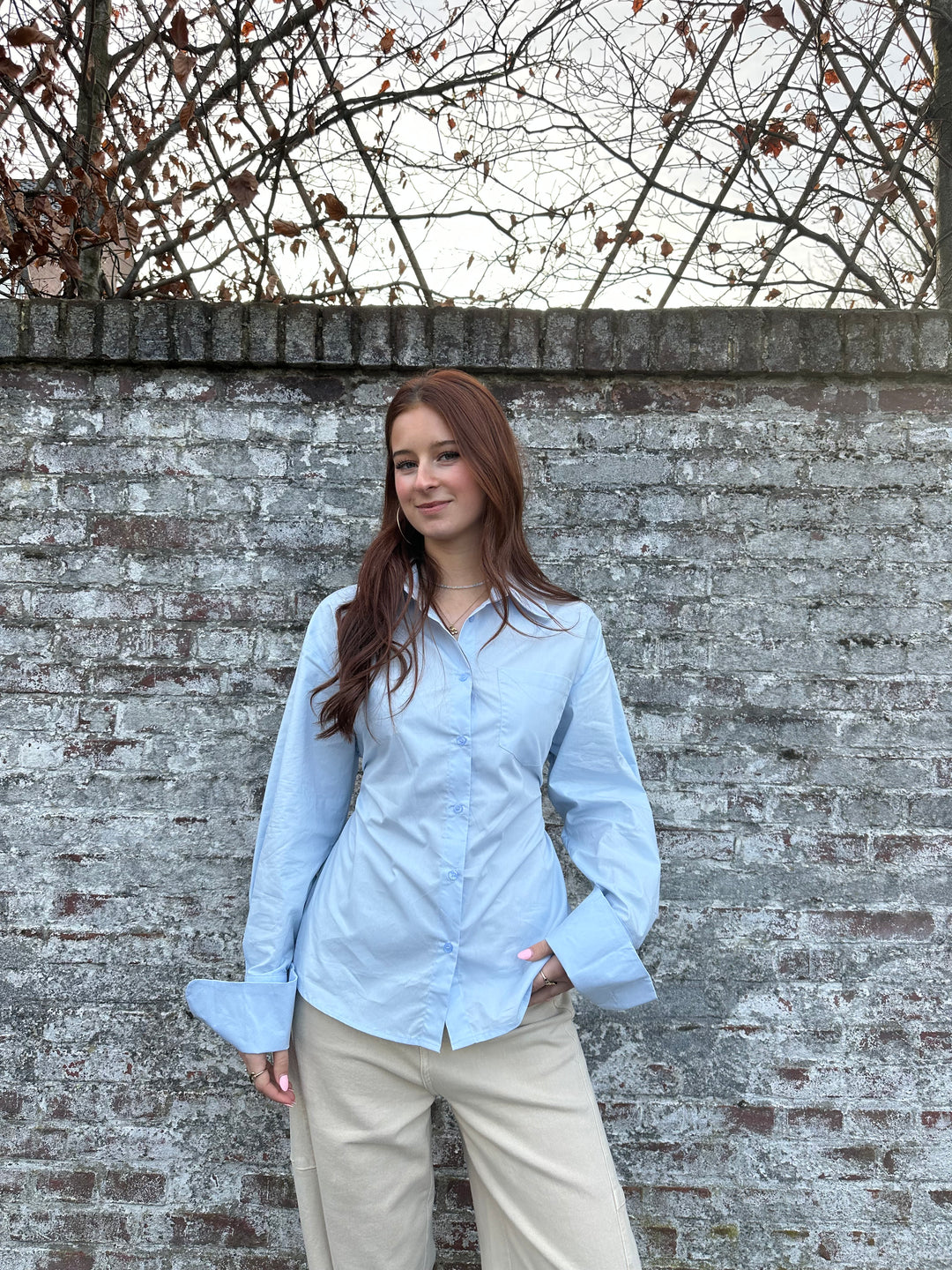 Cotton Tie-Back Blouse