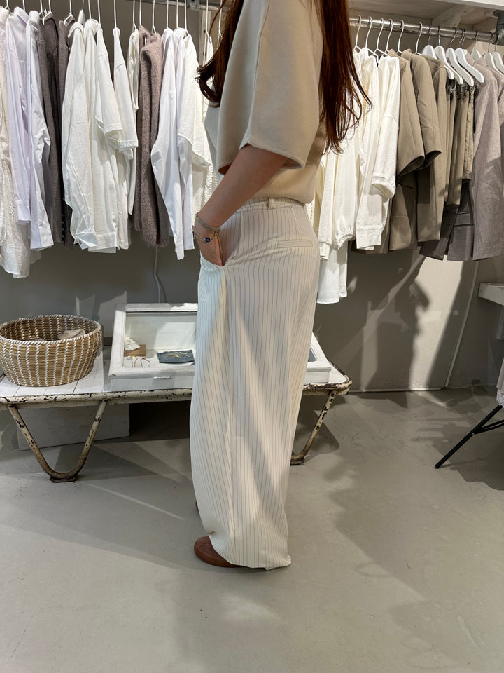 Pinstripe Pantalon Ecru White