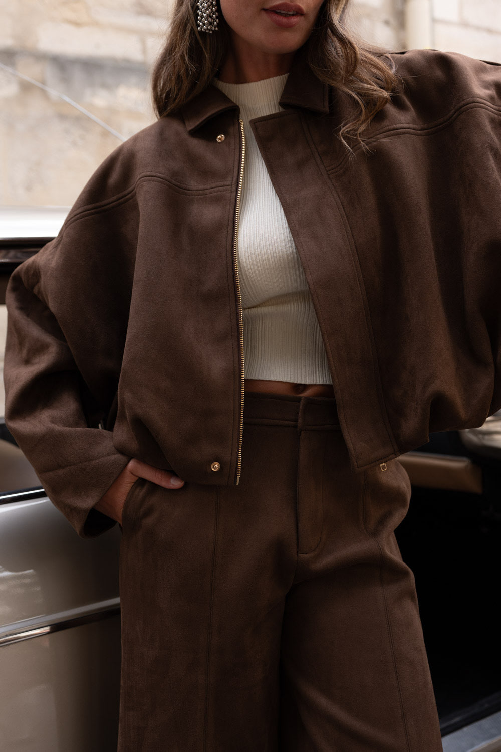 Chocolate/Camel Zipped Jacket