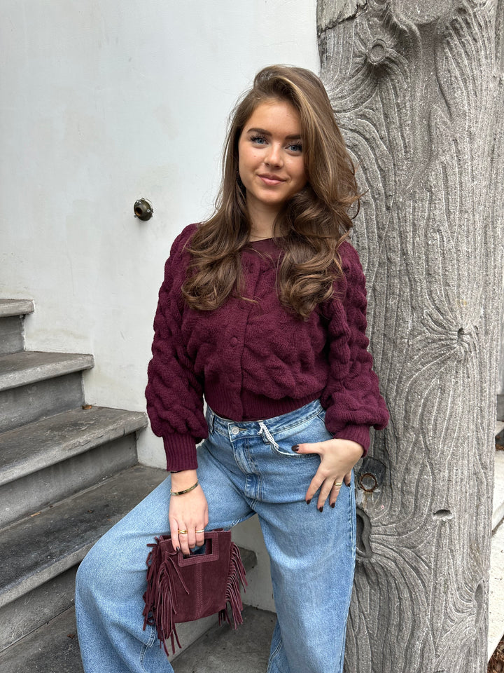 Berry Bubble Cardigan