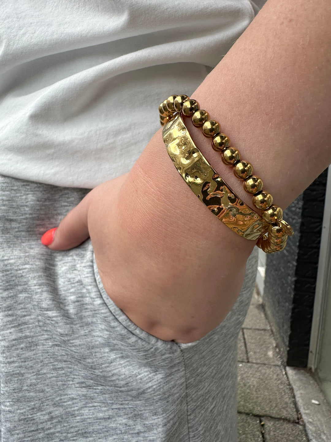 Golden Textured Cuff Bracelet
