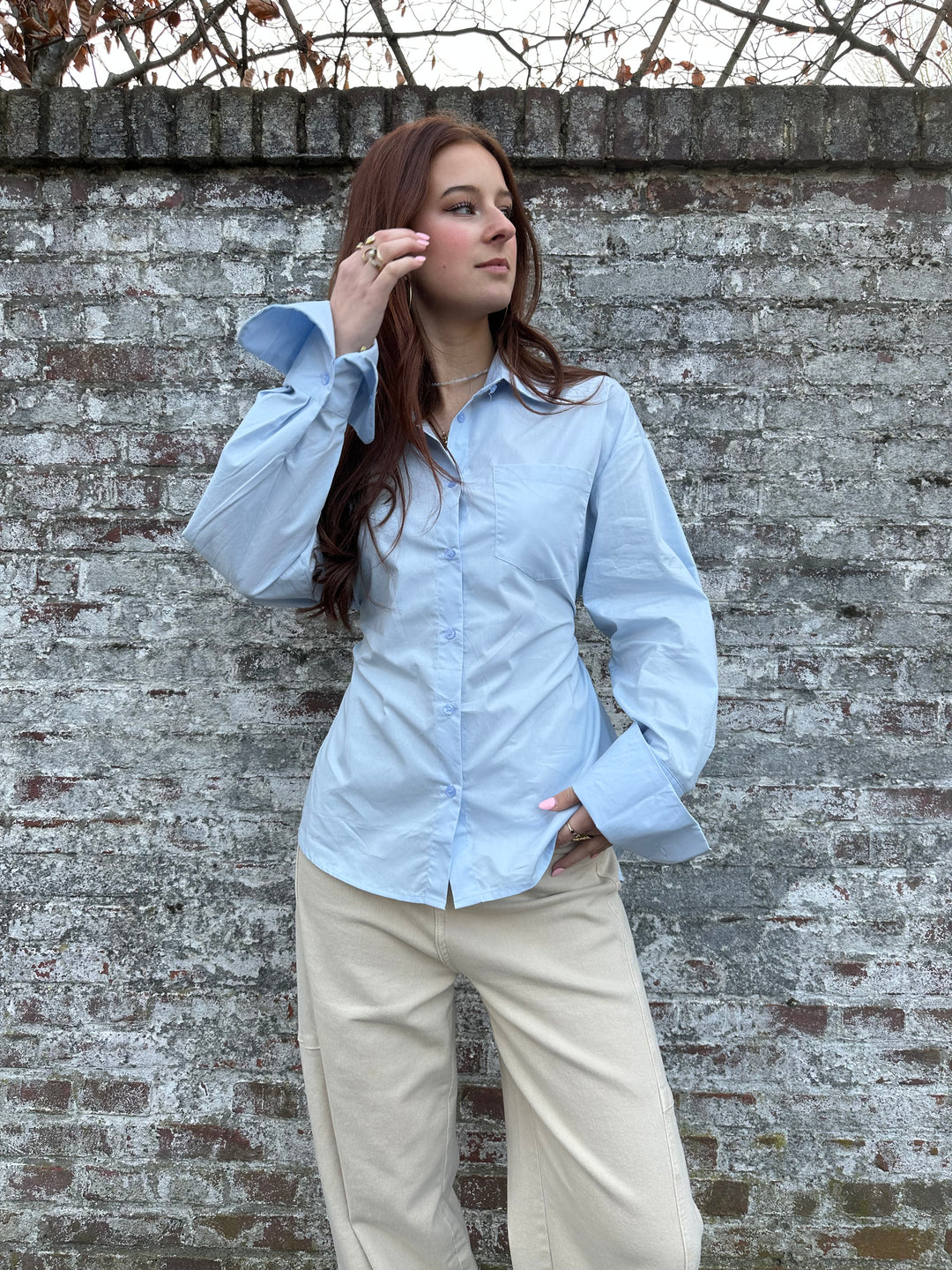 Cotton Tie-Back Blouse