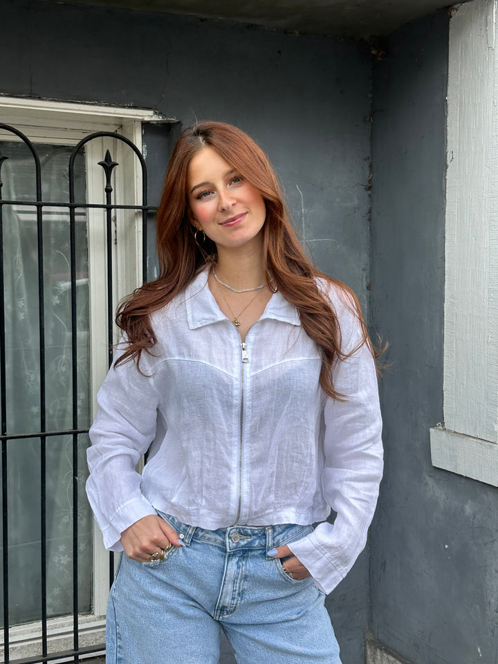 Celine Linen Zip Blouse