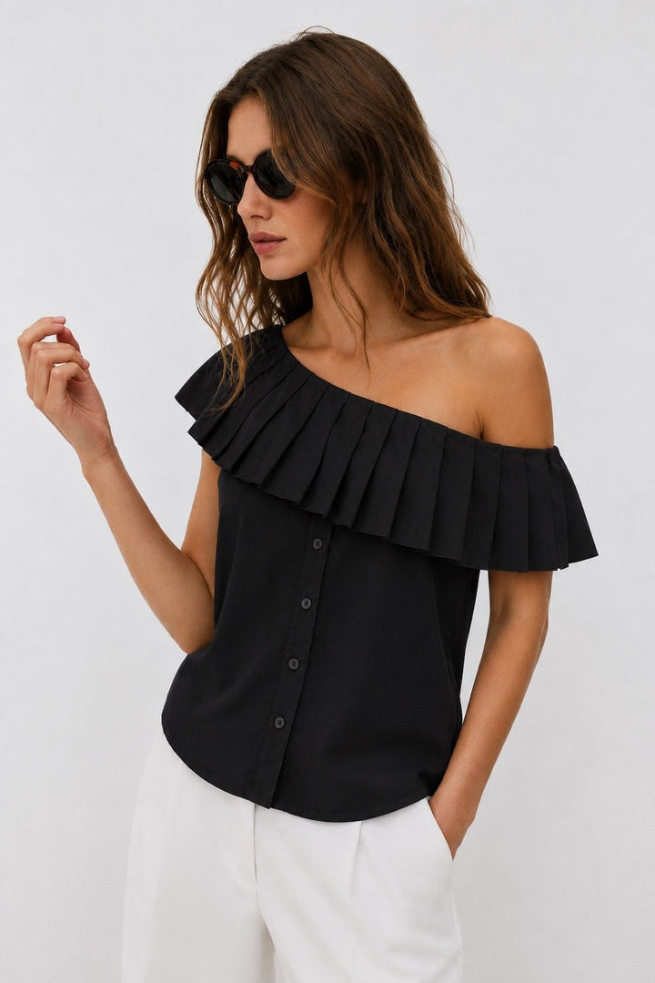 One-Shoulder Cotton Top
