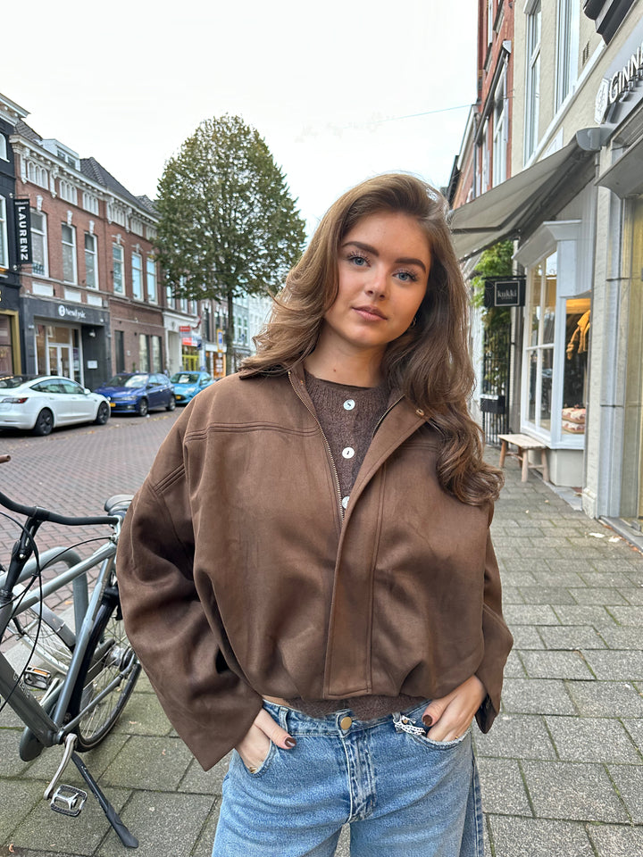 Chocolate/Camel Zipped Jacket