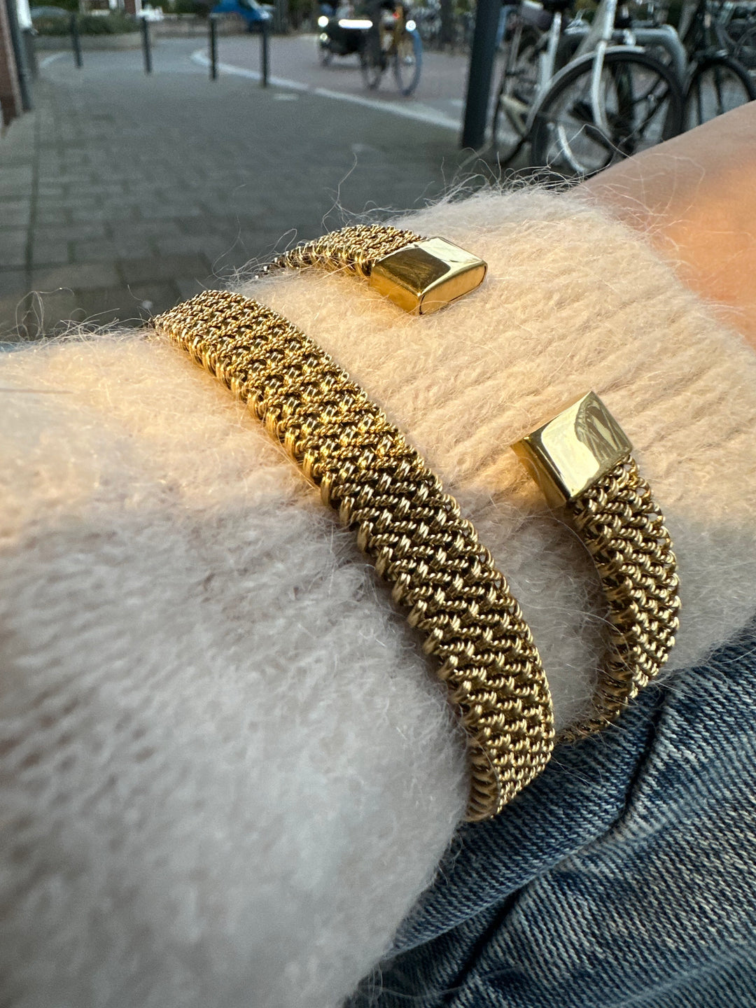 Gold Mesh Cuff Bracelet