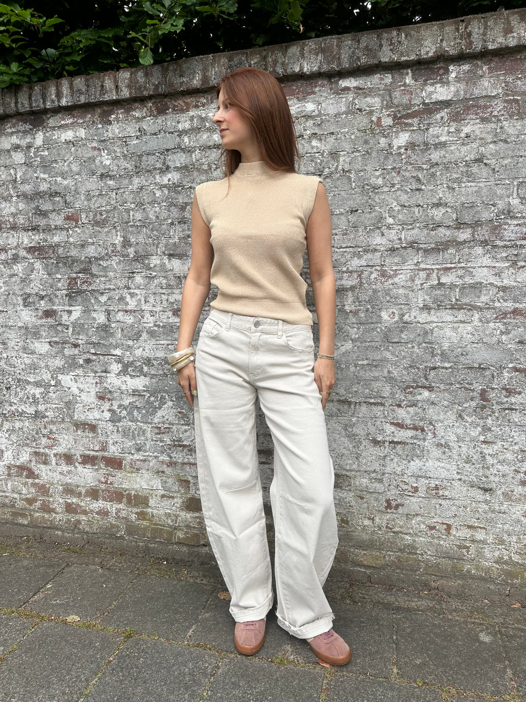 Barrel Jeans Beige
