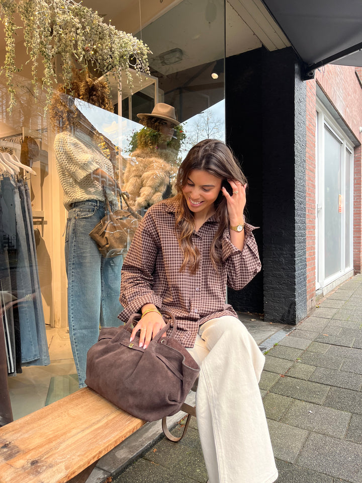 Checked Blouse Brown