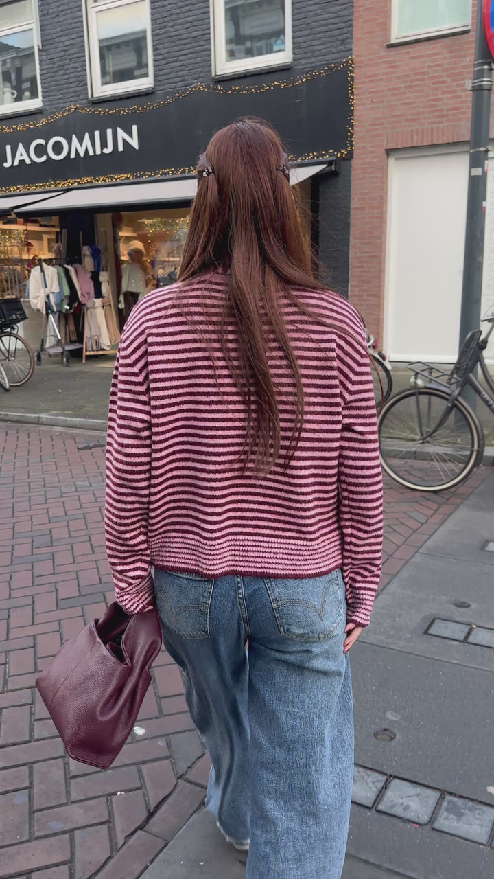 Striped Knit Cardigan + Scarf