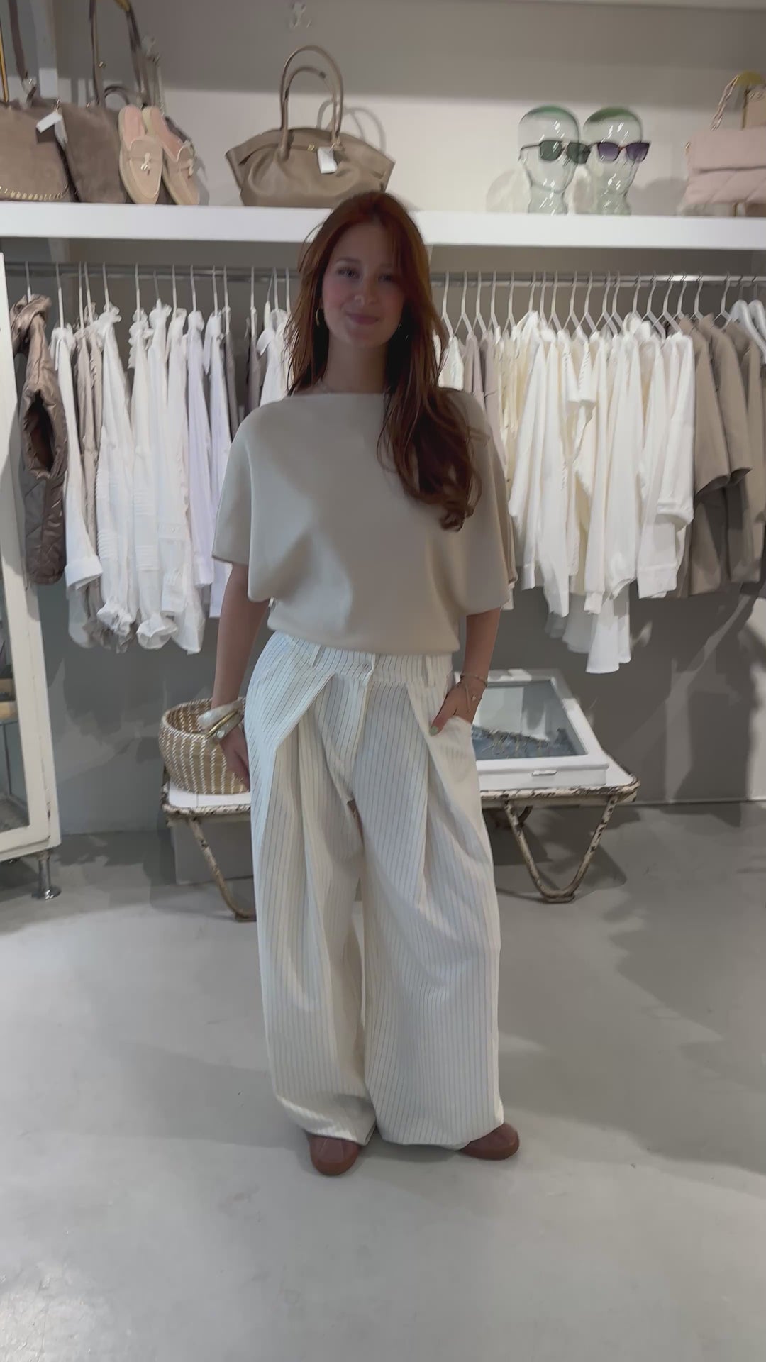 Pinstripe Pantalon Ecru White